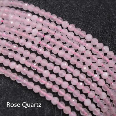 China Hot Sale Europe Amazon Natural Healing Crystal Stone 3MM Faded Beads Rose Quartz Round Gemstone For Jewelry for sale