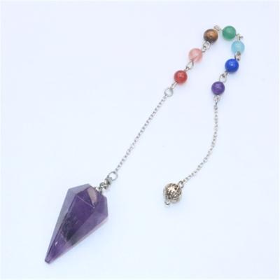 China Hot Selling CLASSIC 7 Seven Amazon Chakra Healing Reiki Crystal Quartz Gemstone Chakra Pendulum For Gifts for sale