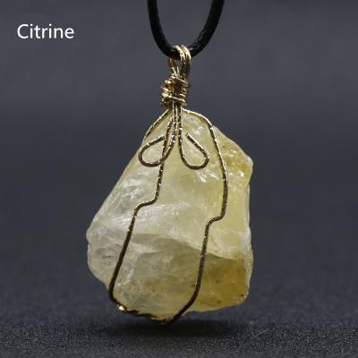 China Raw Gemstone Natural Citrine Rough Stone Pendant CLASSIC Crystal Pendant Necklace For Women from Diy Reiki Seven Chakra for sale