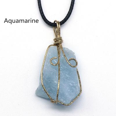 China Natural Blue Green Rough Gemstone CLASSIC 7 Seven Chakras Healing Crystal Raw Jade Stone Pendant Necklace For Women Jewelry for sale