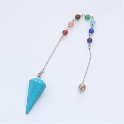 China CLASSIC Wholesale Healing Stones 7 Seven Chakra Spirit Pendulum Energy Stone Chain Pendant Crystal Pendulum for sale