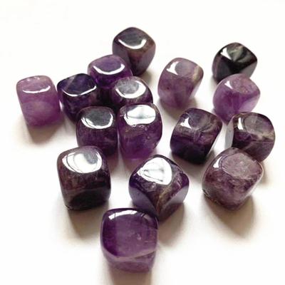 China Europe 17MM Square Natural Amethyst Crystal Tumbled Stones for sale