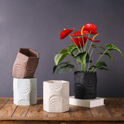 China Hexagon High Quality Minimalist Modern Garden Flower Pots Indoor Planter For Table Top for sale