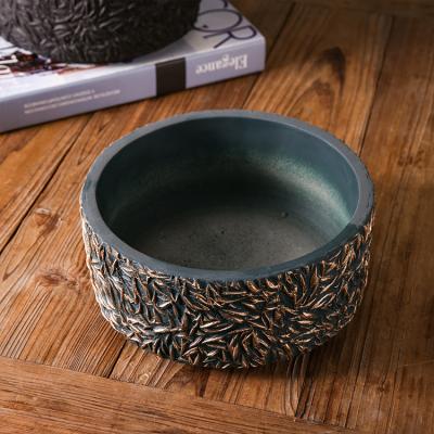 China New Trend Art Decor Leaf Pattern Concrete Plants Pot Outdoor Planter For Plants Planters for sale