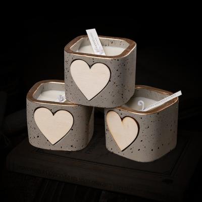 China Christmas Ceramic Home Desktop Candle Cup Home Office Decor Cement Item Fancy Decoration Empty Matte Candle Jar for sale