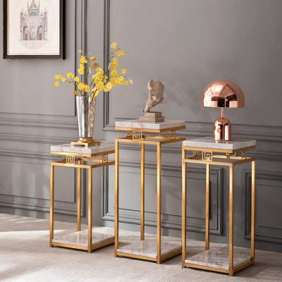 China 2021 New Design Expandable Marble Top Wedding Decoration Display Metal Flower Stand for sale