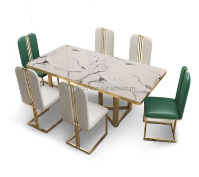 China Dining table makan set (the other) of new adjustable rectangular dining table meja marble household for sale