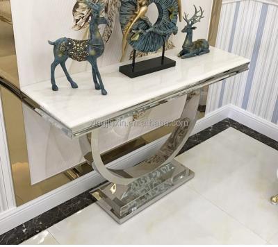 China Convertible Gold And Crystal Mirrored Console Table Console Table Glass Mirrored Console Table for sale