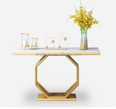 China Rectangle adjustable marble stainless steel Foshan table (other) top console table for sale