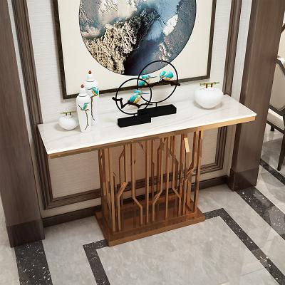 China (Other)Environmental luxury modern adjustable gold stainless steel long table end tables luxury console table for sale