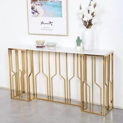 China (Other) Console Table End Tables Adjustable Hot Selling Gold Stainless Steel Modern Luxury Console Table for sale