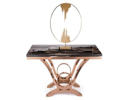 China (Other)Adjustable Modern Marble Top Luxury Corner Table For Living Home Furniture Hallway Metal Base Console Table for sale