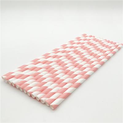 China Food Grade Beverage Disposable Pink Striped Paper Straw For Wholesale for sale