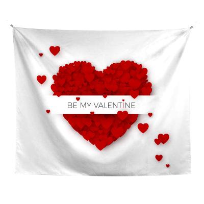 China Traditional Valentine's Day Tapestry Couple Custom Logo Wall Hanging Printing Cotton Fabric Wall Tapestry Home Decor Beach Blanket Tapestry for sale