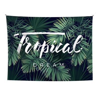 China Traditional Tropical Tapestry Wall Hanging Green Plant Landscape Senator Printed Tapestry Mural Bedroom Apartments Decor with Accessories for sale