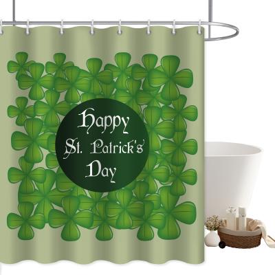 China Sustainable 3D Digital Printing Polyester Waterproof St. Patrick's Day Shower Curtain With Hooks for sale