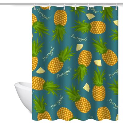 China Custom stocked luxury designers bathroom rug set with pineapple shower curtain printed 3d shower curtain set for sale