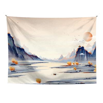 China Custom Tapestry Cartoon Nature Landscape Wall Tapestry Logo Printing Cotton Polyester Fabric Traditional Home Decor Tapestry Cloth for sale