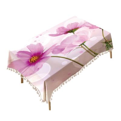 China Modern Popular Design Polyester Plastic Rectangle Table Halloween Plaid Pink Picnic Table Cloth for sale