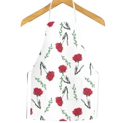 China SANITARY Floral Aprons for Women, Adjustable Chef Kitchen Aprons with Rose Pattern for Cooking Cooking Gardening for sale