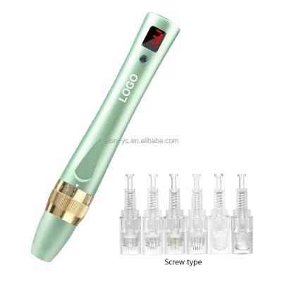 China ELON-YC Anti-puffiness OEM derma pen dermap E1 5 speed wireless LED display led 7 color drpen wireless derma pen microneedle dermapen for sale