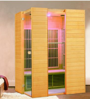 China Computer Control Panel Standard Sauna Cabinet Hemlock Ozone Sauna Dome Infrared Sauna Wooden Capsule With Colorful Light for sale