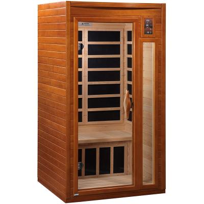 China Cedar Infrared Ozone Sauna Dome 2 Red Person Computer Control Panel Hemlock 2022 Far Infrared Sauna Capsule With Two Lounges for sale