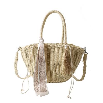 China Lady Spring and Summer Scarf Large Capacity Silk Ladies Bag Elegant Straw New Design Silk Scarf Tote Bag for sale