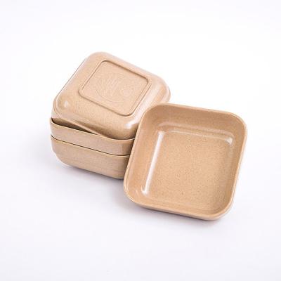 China Cheap Bulk Dishes and Sustainable Wholesale Custom Square Compostable Eco Friendly Shatterproof Kitchen Dish Husk Rice Bowl Dishes for sale