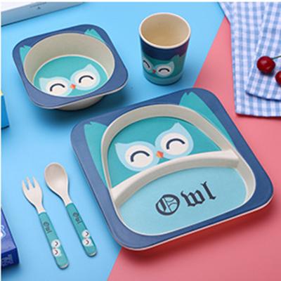 China 2022 High Quality Eco-friendly Divided Children's Dish Bamboo Fiber Kids Tableware Sets For Home for sale