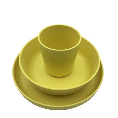 China Eco - Friendly Minimalist Reusable Pure Color Bamboo Fiber Kids Dinnerware Sets In Different Color for sale