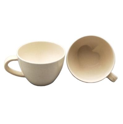 China 2022 hot sale newest design eco sustainable and health heart shape bamboo fiber coffee mugs with handle for sale