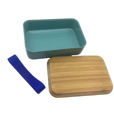 China BPA Free Biodegradable Reusable Eco Blue Bamboo Food Bowl With Bamboo Lid for sale