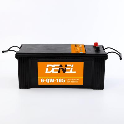 China 12v165ah car engine start batteries 6QW165 accumulator car battery auto starter battery for sale