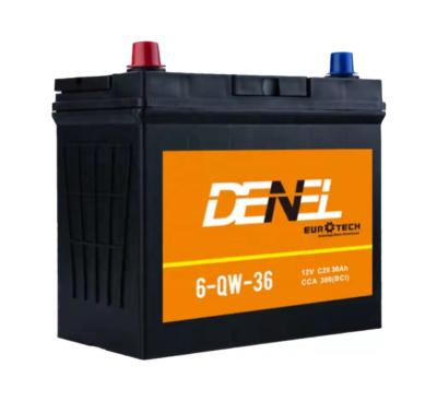 China Guaranteed car engine start quality din vehicle battery 36ah rechargeable battery car powersport auto battery for sale