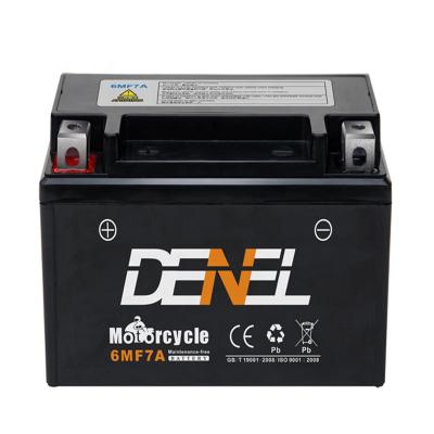 China Motorcycle denel high performance 12v 7ah 6MF7A motorcycle battery maintenance free lead acid battery for sale