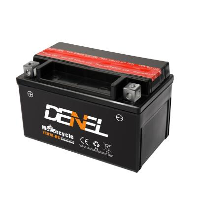 China Motocycle DENEL Brand Motorcycle Lead Acid Battery 12v 7ah YTX7A-BS 12v 9ah ytx9l-bs Maintenance Free With Acid Battery for sale