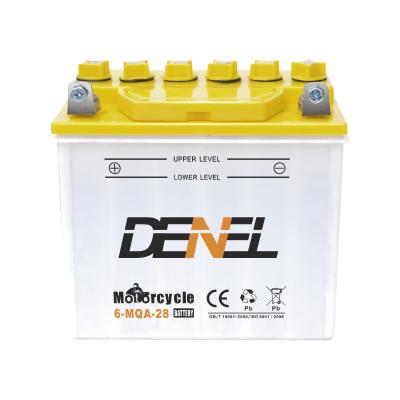 China Motorcycle 12v 28ah tricycle lead acid batteries Para de bateria motorbike battery manufacturer Denel Cf motorcycle three wheel batteries for sale