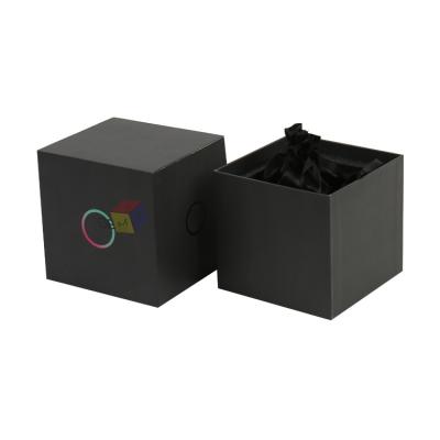 China Handmade Wholesale Square 2 Piece Black Candle Jar With Lid And Gift Box for sale