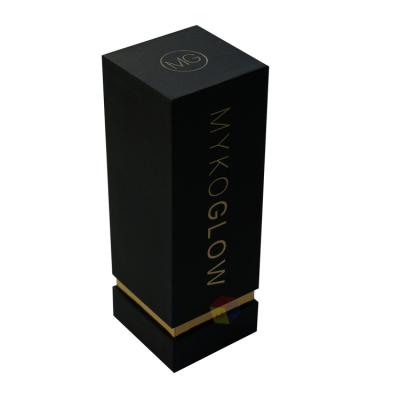 China Handmade Luxury Brand Design Black Rigid Cosmetic Perfume Packaging Gift Box for sale