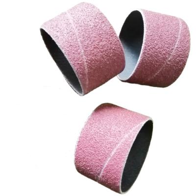 China Aluminum Oxide Abrasive Spiral Belt Rubber Sanding Drum With Chuck for sale