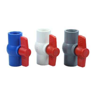 China General PVC Pipe Fitting PVC 3 Color Compact Ball Valve For Water Pipe Supply 20mm for sale