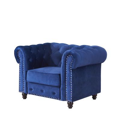 China Factory Direct Wholesale Modular Blue Velvet Chesterfield Sofa Living Room Couch Furniture for sale