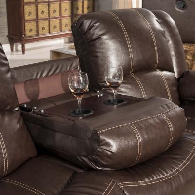 China Extendable Classic Manual PU Sofa Recliner Furniture Modern Leather Living Room for sale