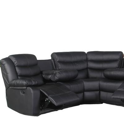 China Massage Recliner 2021 Recliner PU Sectional Black Leather Sofas For Living Room for sale