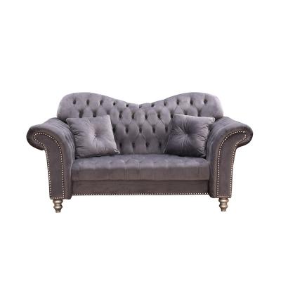 China Other Furniture 2022 Wholesale With High Quality Gray Chesterfield Velvet Sofa Living Room Sofas for sale