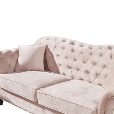 China Chesterfield Velvet Fabric Oversized Traditional Classic Beige Loveseat Living Room Tufted Sofas for sale