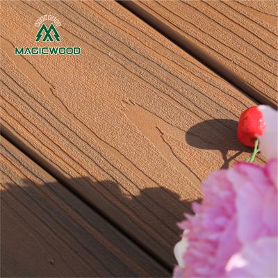 China New fashion anti slip surface backyard wpc coextrusion waterproof wear resistant crack-resistant decking carbonized wood for sale