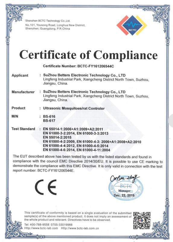 CE - Suzhou Betters Electronic Technology Co., Ltd.