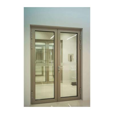 China DERCHI French Doors Hurricane French Doors High Quality Waterproof Aluminum Bullet Proof Office Double Glass Hinged Front Entrances for sale